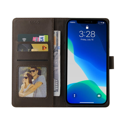 For iPhone 13 Pro GQUTROBE Skin Feel Magnetic Leather Phone Case (Brown) - iPhone 13 Pro Cases by GQUTROBE | Online Shopping UK | buy2fix