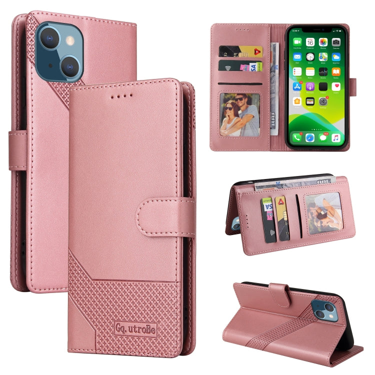 For iPhone 13 GQUTROBE Skin Feel Magnetic Leather Phone Case(Rose Gold) - iPhone 13 Cases by GQUTROBE | Online Shopping UK | buy2fix