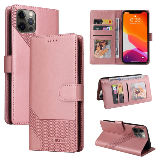 For iPhone 12 Pro Max GQUTROBE Skin Feel Magnetic Leather Phone Case(Rose Gold) - iPhone 12 Pro Max Cases by GQUTROBE | Online Shopping UK | buy2fix