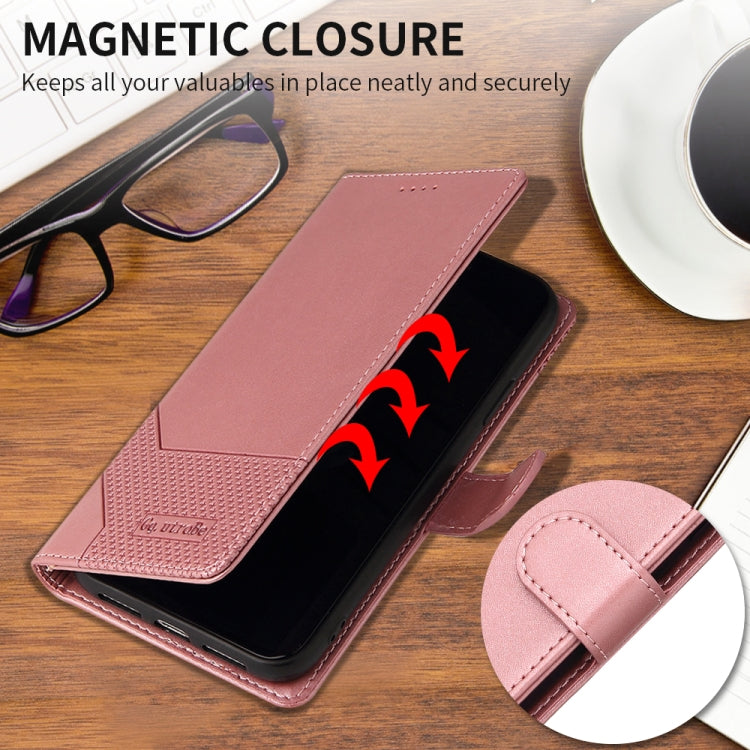 For iPhone 12 Pro Max GQUTROBE Skin Feel Magnetic Leather Phone Case(Rose Gold) - iPhone 12 Pro Max Cases by GQUTROBE | Online Shopping UK | buy2fix
