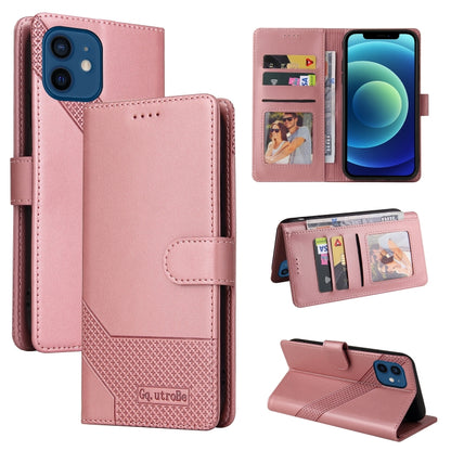 For iPhone 12 / 12 Pro GQUTROBE Skin Feel Magnetic Leather Phone Case(Rose Gold) - iPhone 12 / 12 Pro Cases by GQUTROBE | Online Shopping UK | buy2fix