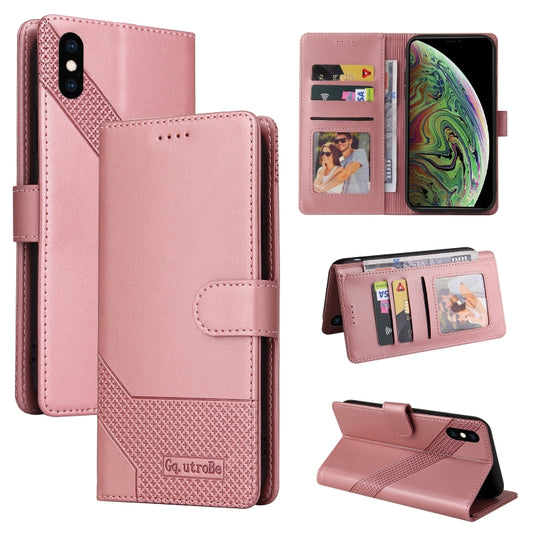 For iPhone XS Max GQUTROBE Skin Feel Magnetic Leather Phone Case(Rose Gold) - More iPhone Cases by GQUTROBE | Online Shopping UK | buy2fix