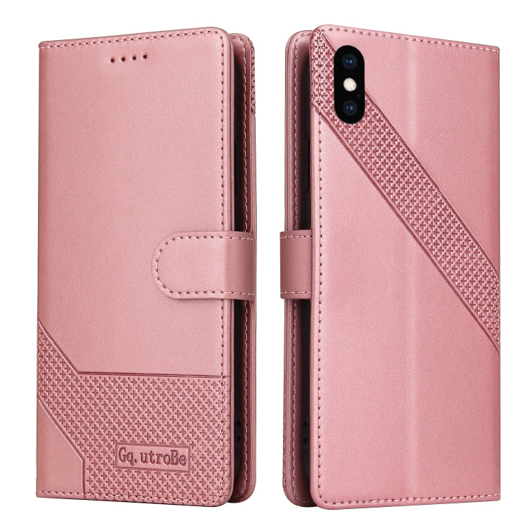 For iPhone X / XS GQUTROBE Skin Feel Magnetic Leather Phone Case(Rose Gold) - More iPhone Cases by GQUTROBE | Online Shopping UK | buy2fix