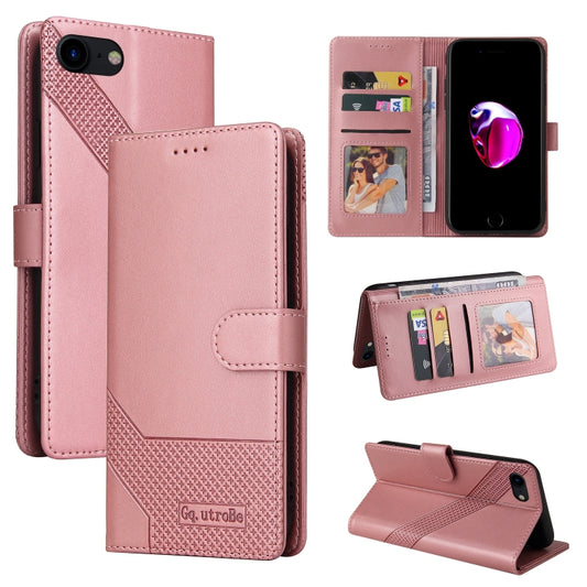 For iPhone SE 2022 / SE 2020 / 8 / 7 GQUTROBE Skin Feel Magnetic Leather Phone Case(Rose Gold) - iPhone SE 2022 / 2020 / 8 / 7 Cases by GQUTROBE | Online Shopping UK | buy2fix