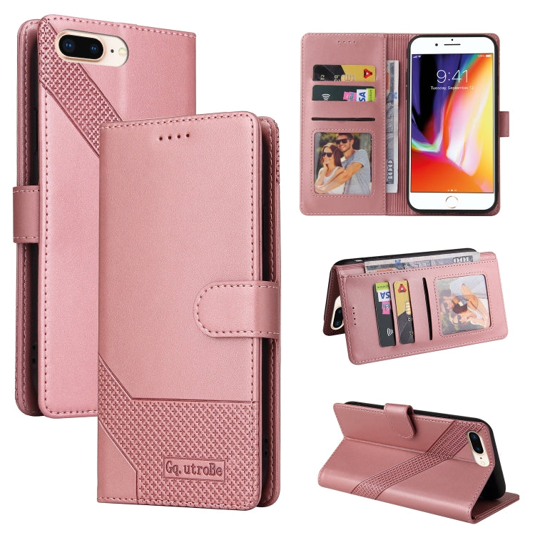 GQUTROBE Skin Feel Magnetic Leather Phone Case For iPhone 8 Plus / 7 Plus(Rose Gold) - More iPhone Cases by GQUTROBE | Online Shopping UK | buy2fix