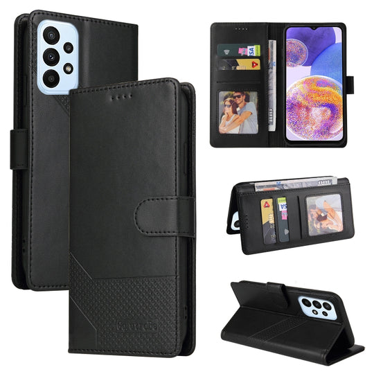 For Samsung Galaxy A23 GQUTROBE Skin Feel Magnetic Leather Phone Case(Black)