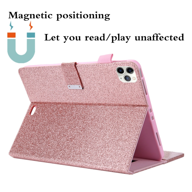 For iPad Pro 11 (2020) & (2018) Small Metal Button Magnetic Attraction Tablet PC Protective Leather Case with Deformable Bracket & Handle & Card Slots & Pen Slot & Sleep / Wake-up Function(Rose Gold) - iPad Pro 11 (2018) Cases by buy2fix | Online Shopping UK | buy2fix
