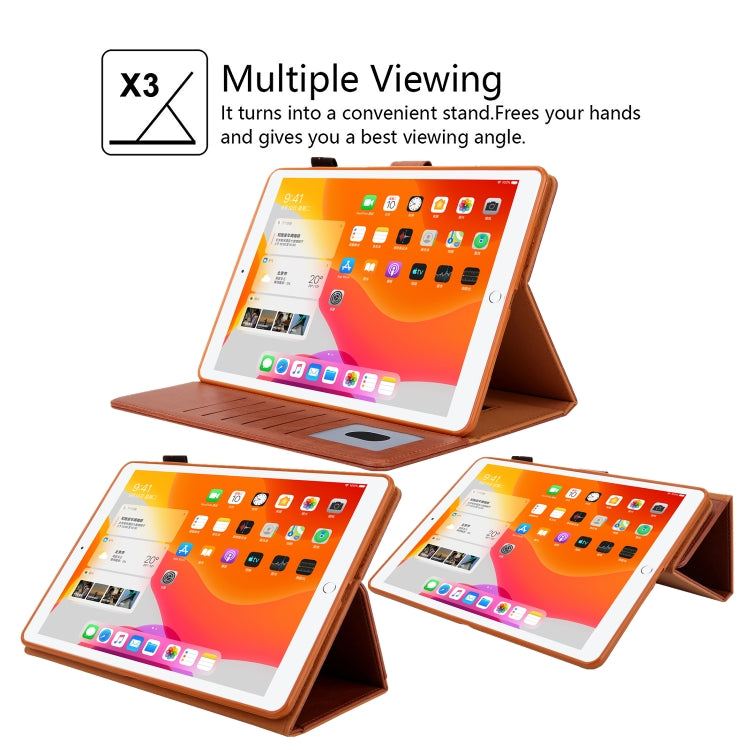 For iPad Pro 11 (2020) & (2018) Small Metal Button Magnetic Attraction Tablet PC Protective Leather Case with Deformable Bracket & Handle & Card Slots & Pen Slot & Sleep / Wake-up Function(Brown) - iPad Pro 11 (2018) Cases by buy2fix | Online Shopping UK | buy2fix