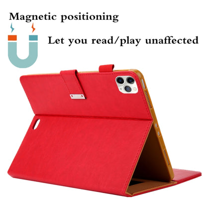 For iPad Pro 11 (2020) & (2018) Small Metal Button Magnetic Attraction Tablet PC Protective Leather Case with Deformable Bracket & Handle & Card Slots & Pen Slot & Sleep / Wake-up Function(Red) - iPad Pro 11 (2018) Cases by buy2fix | Online Shopping UK | buy2fix