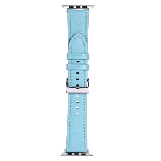 Litchi Texture Leather Watch Band For Apple Watch Ultra 49mm&Watch Ultra 2 49mm / Series 9&8&7 45mm / SE 3&SE 2&6&SE&5&4 44mm / 3&2&1 42mm(Light Blue) - Watch Bands by buy2fix | Online Shopping UK | buy2fix