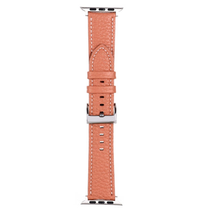 Litchi Texture Leather Watch Band For Apple Watch Ultra 49mm&Watch Ultra 2 49mm / Series 9&8&7 45mm / SE 3&SE 2&6&SE&5&4 44mm / 3&2&1 42mm(Coral Red) - Watch Bands by buy2fix | Online Shopping UK | buy2fix