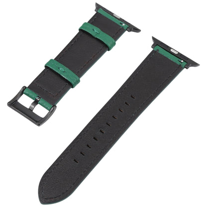 Litchi Texture Leather Watch Band For Apple Watch Ultra 49mm&Watch Ultra 2 49mm / Series 9&8&7 45mm / SE 3&SE 2&6&SE&5&4 44mm / 3&2&1 42mm(Dark Green) - Watch Bands by buy2fix | Online Shopping UK | buy2fix