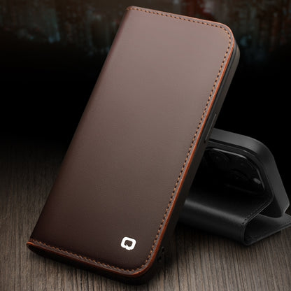 For iPhone 14 QIALINO Business Horizontal Flip PU Phone Case (Brown) - iPhone 14 Cases by QIALINO | Online Shopping UK | buy2fix