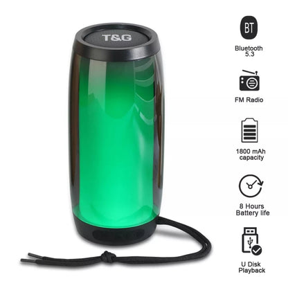 T&G TG335 1800mAh Portable Color LED Wireless Bluetooth Speaker(Blue) - Desktop Speaker by T&G | Online Shopping UK | buy2fix
