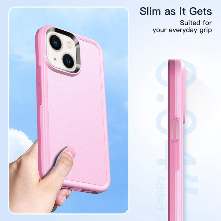 For iPhone 14 Plus Double Solid Color Armor Phone Case (Pink) by buy2fix