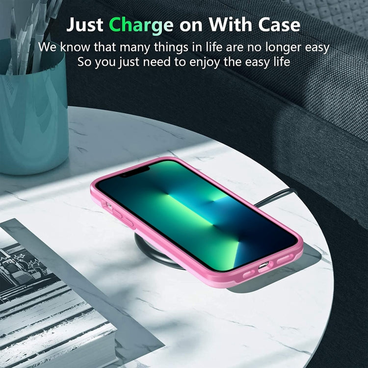 For iPhone 14 Plus Double Solid Color Armor Phone Case (Pink) by buy2fix