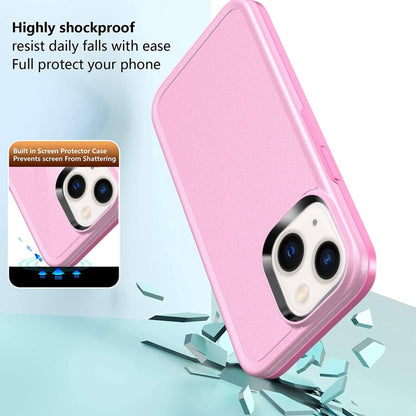 For iPhone 14 Plus Double Solid Color Armor Phone Case (Pink) by buy2fix