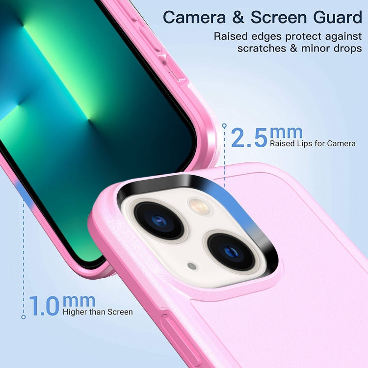 For iPhone 14 Plus Double Solid Color Armor Phone Case (Pink) by buy2fix