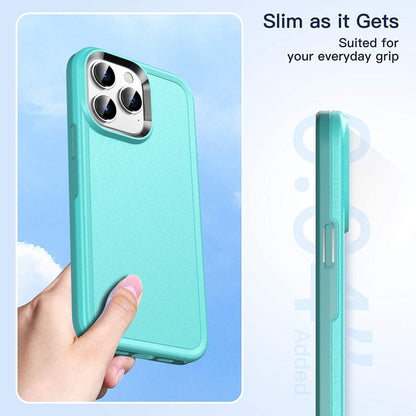 For iPhone 13 Double Solid Color Armor Phone Case(Lake Blue) by buy2fix