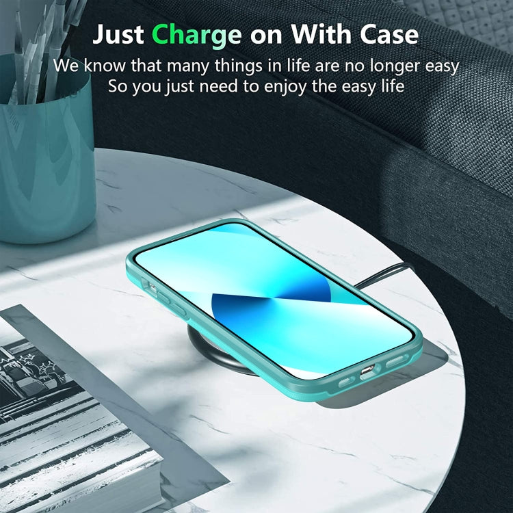 For iPhone 13 Double Solid Color Armor Phone Case(Lake Blue) by buy2fix