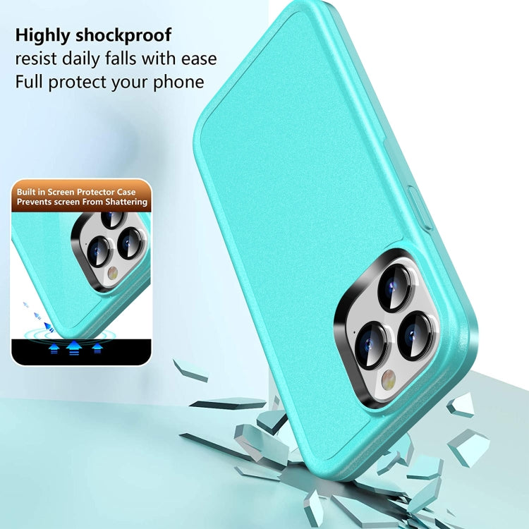 For iPhone 13 Double Solid Color Armor Phone Case(Lake Blue) by buy2fix