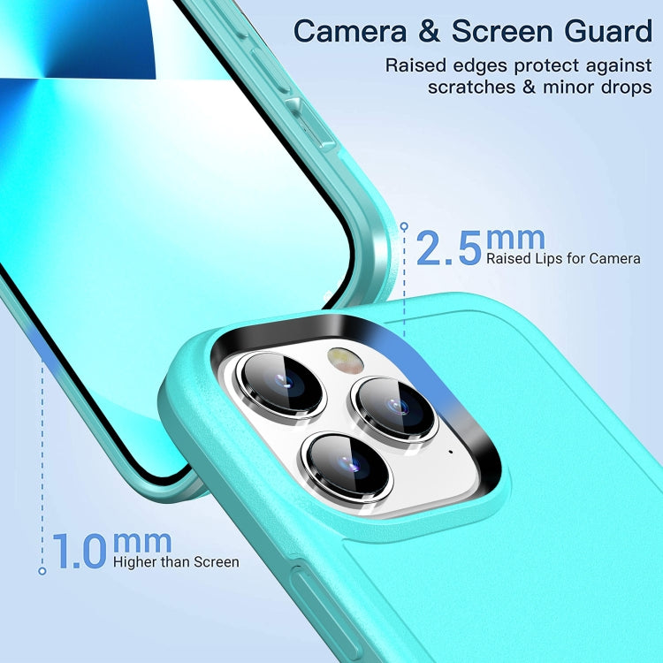For iPhone 13 Double Solid Color Armor Phone Case(Lake Blue) by buy2fix