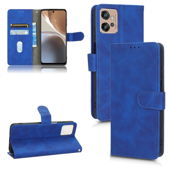 For Motorola Moto G32 Skin Feel Magnetic Flip Leather Phone Case(Blue)