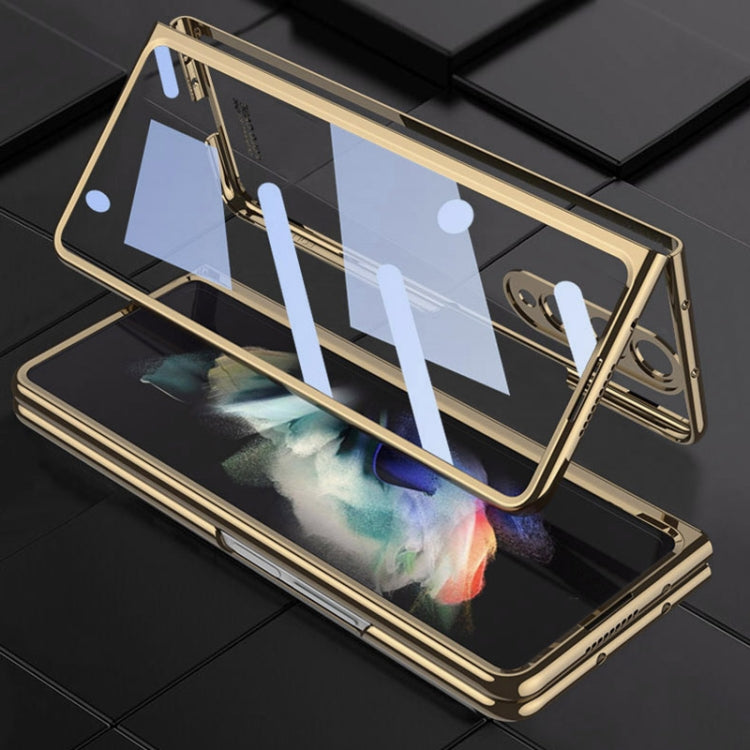 For Samsung Galaxy Z Fold4 GKK Integrated Electroplating + Glass Full Coverage Phone Case(Transparent) - Galaxy Z Fold4 5G Cases by GKK | Online Shopping UK | buy2fix