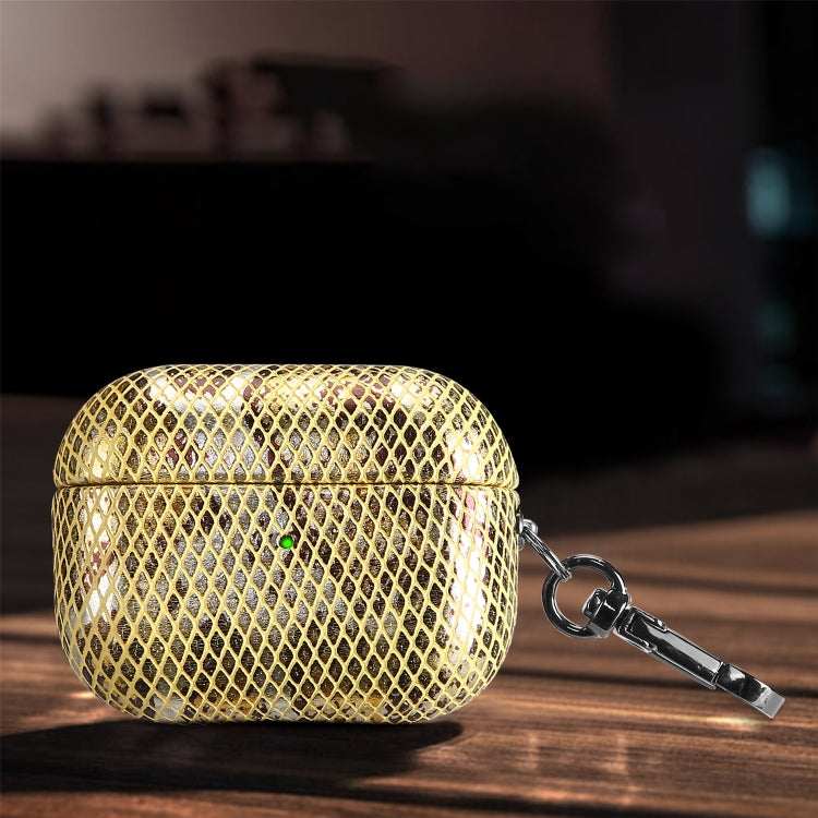 J01 Mesh Snakeskin Headphone Case For AirPods Pro(Gold) - For AirPods Pro by buy2fix | Online Shopping UK | buy2fix