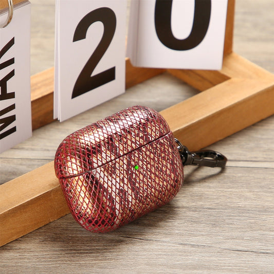 J01 Mesh Snakeskin Headphone Case For AirPods 3(Red) - For AirPods 3 by buy2fix | Online Shopping UK | buy2fix