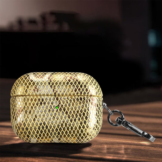 J01 Mesh Snakeskin Headphone Case For AirPods 3(Gold) - For AirPods 3 by buy2fix | Online Shopping UK | buy2fix
