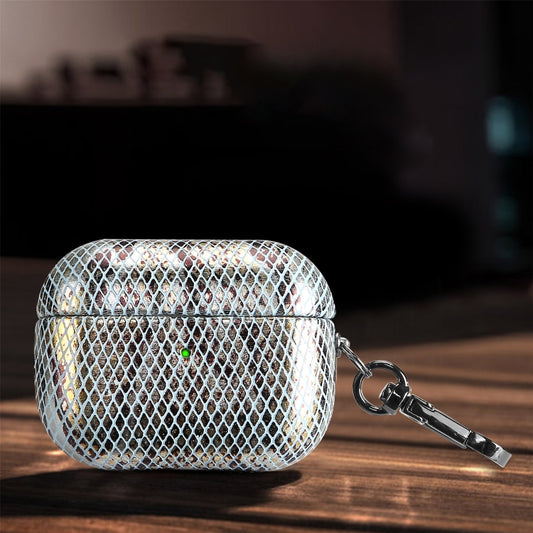 J01 Mesh Snakeskin Headphone Case For AirPods 3(Silver) - For AirPods 3 by buy2fix | Online Shopping UK | buy2fix