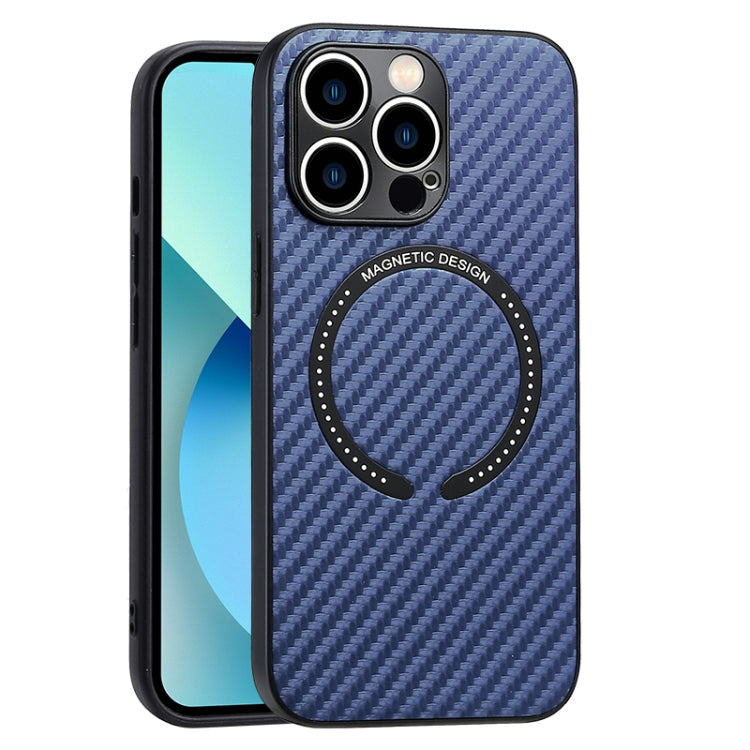 For iPhone 13 Pro MagSafe Magnetic Carbon Fiber Texture Phone Case (Blue) - iPhone 13 Pro Cases by buy2fix | Online Shopping UK | buy2fix