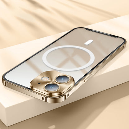 For iPhone 12 MagSafe Frosted Metal Phone Case(Gold) - iPhone 12 / 12 Pro Cases by buy2fix | Online Shopping UK | buy2fix