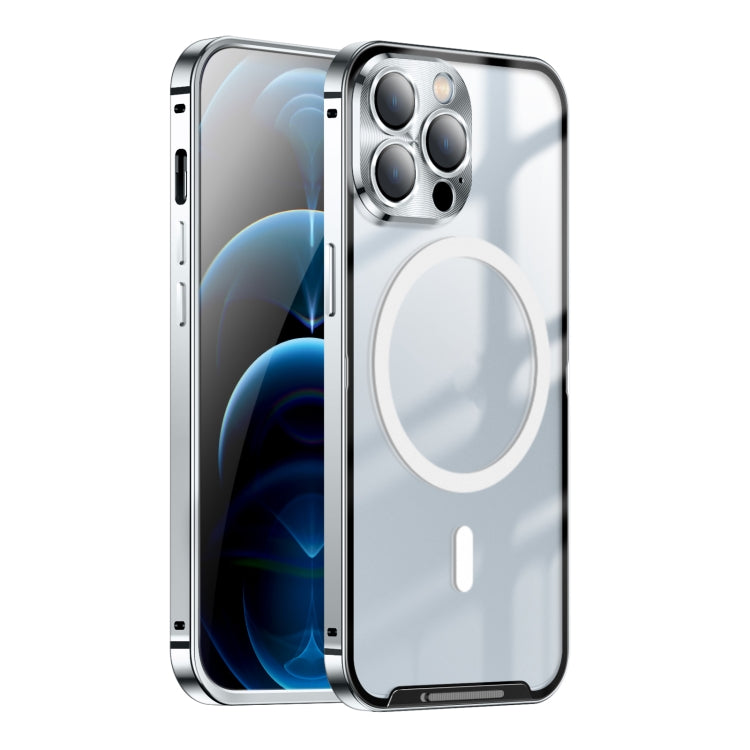 For iPhone 12 Pro Max MagSafe Frosted Metal Phone Case(Silver) - iPhone 12 Pro Max Cases by buy2fix | Online Shopping UK | buy2fix