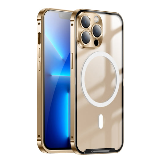 For iPhone 13 Pro Max MagSafe Frosted Metal Phone Case (Gold) - iPhone 13 Pro Max Cases by buy2fix | Online Shopping UK | buy2fix