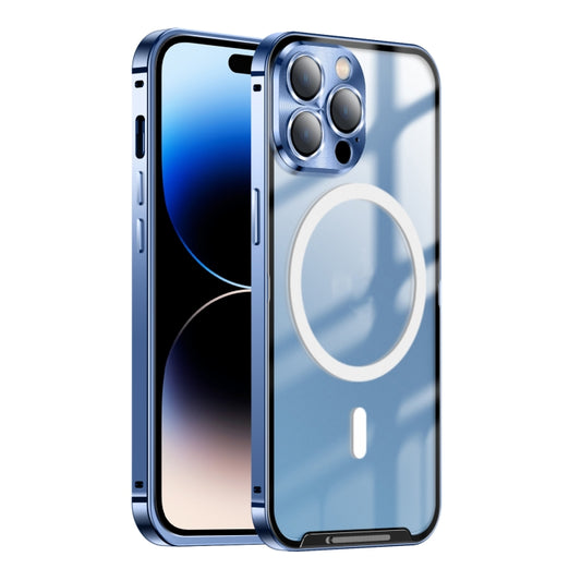 For iPhone 14 Pro MagSafe Frosted Metal Phone Case(Blue) - iPhone 14 Pro Cases by buy2fix | Online Shopping UK | buy2fix
