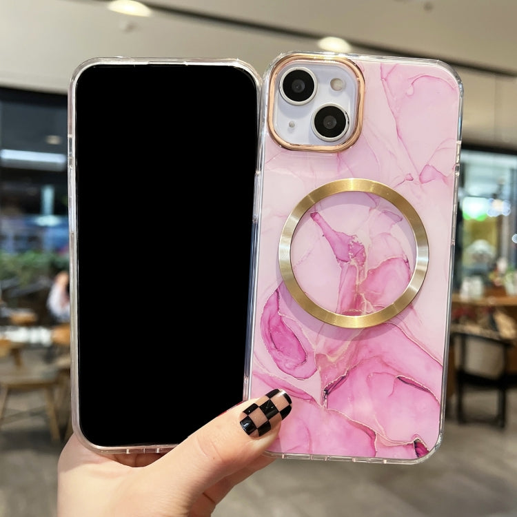 For iPhone 12 Pro Gilt Marble Magsafe Phone Case(Pink) - iPhone 12 / 12 Pro Cases by buy2fix | Online Shopping UK | buy2fix