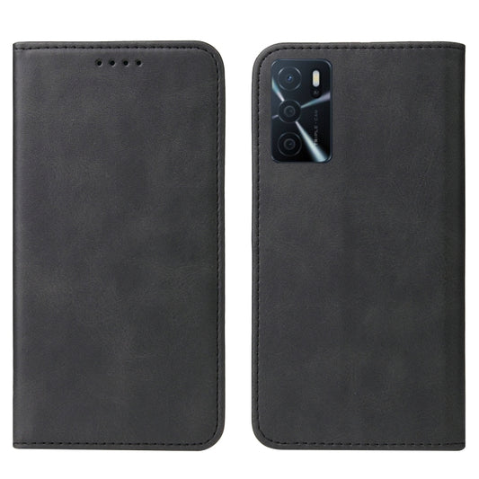 For OPPO A54s Magnetic Closure Leather Phone Case(Black) by buy2fix