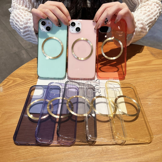 For iPhone 13 CD Texture MagSafe TPU Phone Case(Transparent Red) by buy2fix