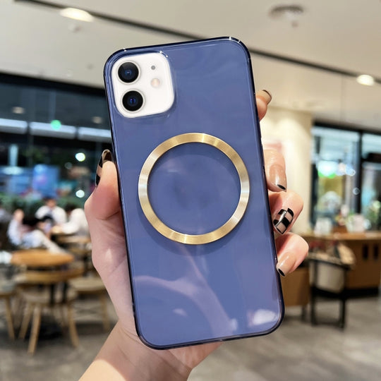 For iPhone 11 CD Texture MagSafe TPU Phone Case (Transparent Dark Blue)
