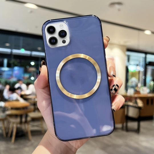 For iPhone 11 Pro CD Texture MagSafe TPU Phone Case (Transparent Dark Blue)