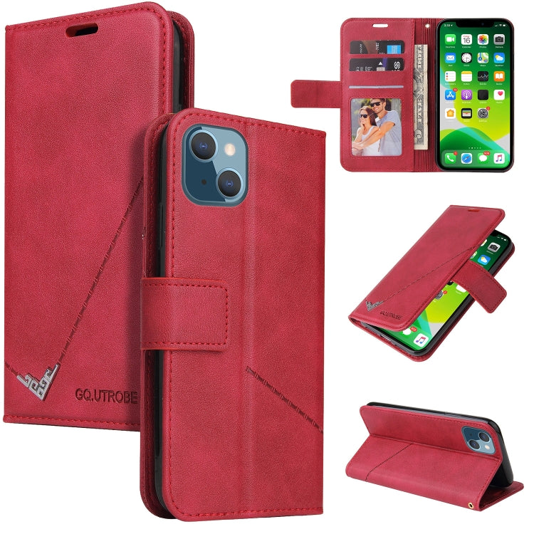 For iPhone 13 GQUTROBE Right Angle Leather Phone Case(Red) - iPhone 13 Cases by GQUTROBE | Online Shopping UK | buy2fix