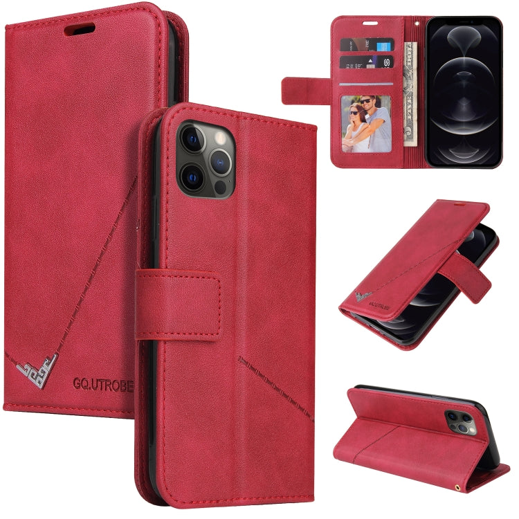 For iPhone 12 Pro GQUTROBE Right Angle Leather Phone Case(Red) - iPhone 12 / 12 Pro Cases by GQUTROBE | Online Shopping UK | buy2fix