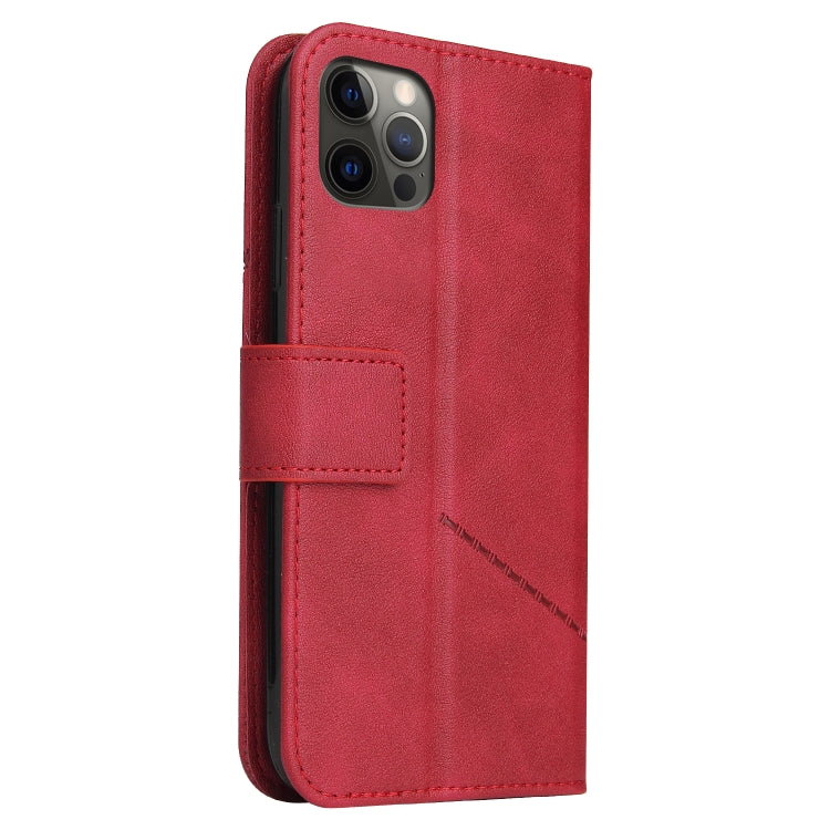 For iPhone 12 Pro GQUTROBE Right Angle Leather Phone Case(Red) - iPhone 12 / 12 Pro Cases by GQUTROBE | Online Shopping UK | buy2fix