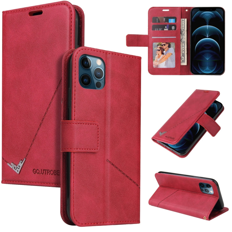 For iPhone 12 Pro Max GQUTROBE Right Angle Leather Phone Case(Red) - iPhone 12 Pro Max Cases by GQUTROBE | Online Shopping UK | buy2fix
