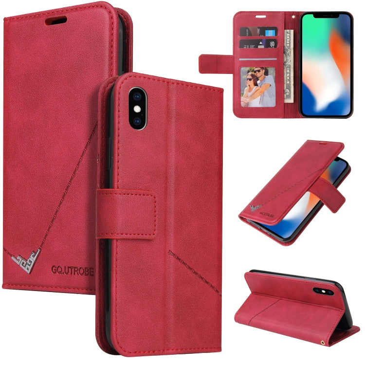 For iPhone X / XS GQUTROBE Right Angle Leather Phone Case(Red) - More iPhone Cases by GQUTROBE | Online Shopping UK | buy2fix