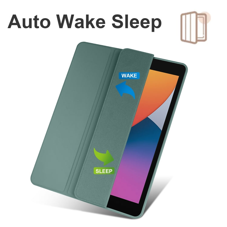 For iPad 10.2 2021/2020/2019 Acrylic 3-folding Smart Leather Tablet Case(Dark Green) - iPad 10.2 Cases by buy2fix | Online Shopping UK | buy2fix