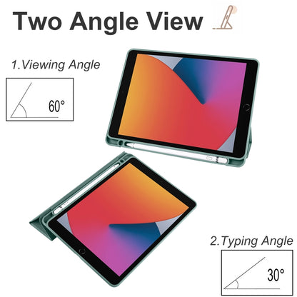 For iPad 10.2 2021/2020/2019 Acrylic 3-folding Smart Leather Tablet Case(Dark Green) - iPad 10.2 Cases by buy2fix | Online Shopping UK | buy2fix