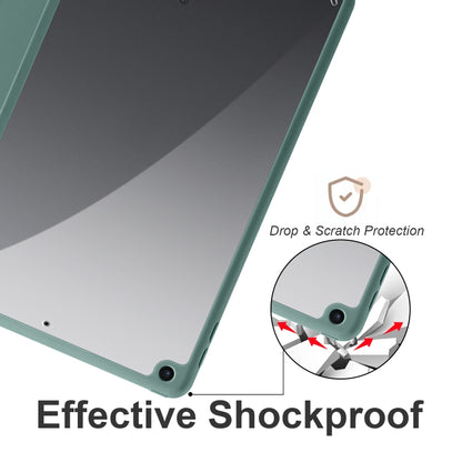 For iPad 10.2 2021/2020/2019 Acrylic 3-folding Smart Leather Tablet Case(Dark Green) - iPad 10.2 Cases by buy2fix | Online Shopping UK | buy2fix
